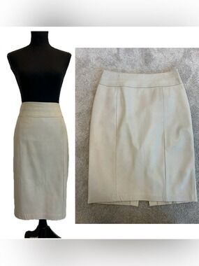 Danier Leather Cream beige leather Pencil Skirt Sz 10